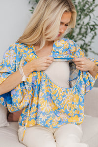 NURSING COLLECTION: Simply Lovely Blue Floral Blouse