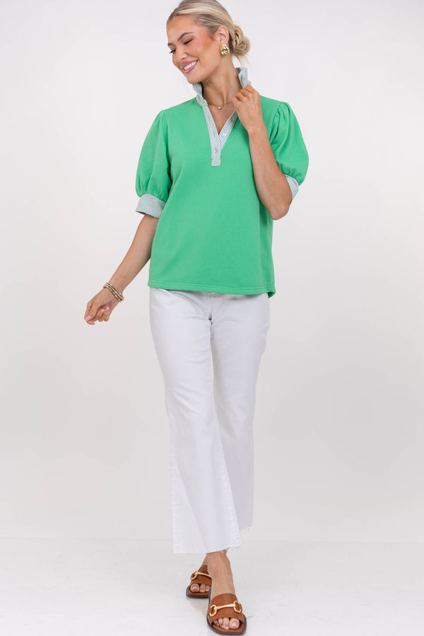 Almost Too Perfect Green Blouse