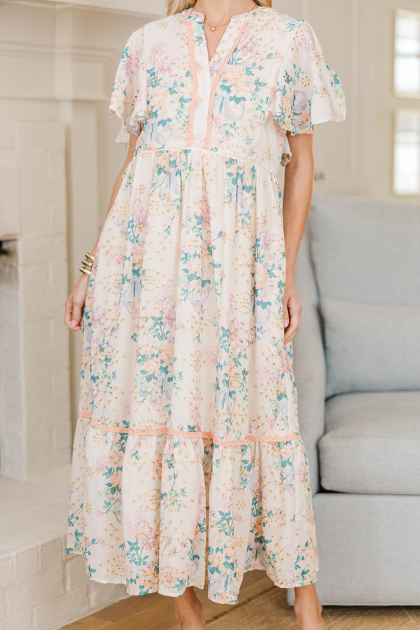 NURSING COLLECTION: Delicate Daze Cream Eyelet Midi Dress