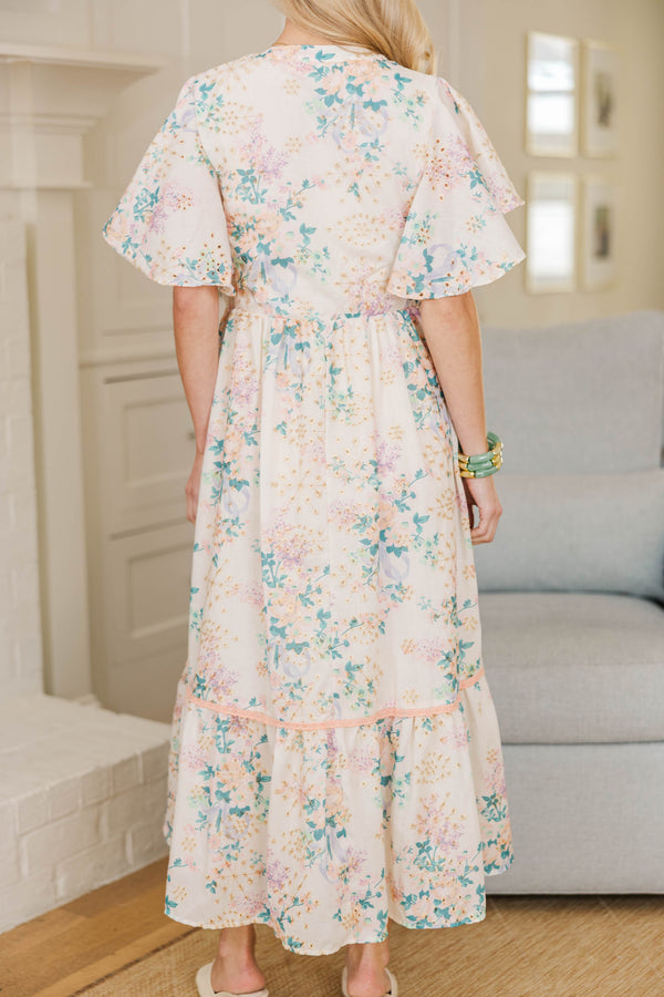 NURSING COLLECTION: Delicate Daze Cream Eyelet Midi Dress