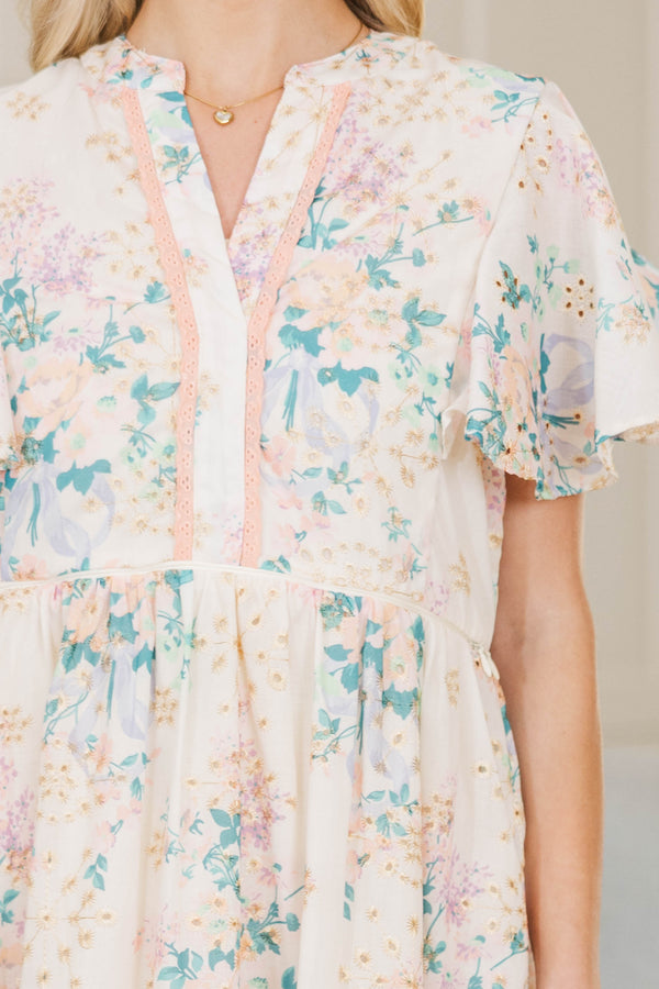 NURSING COLLECTION: Delicate Daze Cream Eyelet Midi Dress