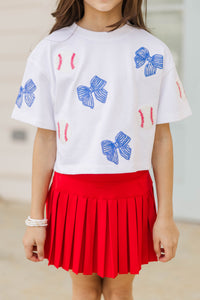 Girls: Fan Favorite Fun Blue Baseball Sequin Top