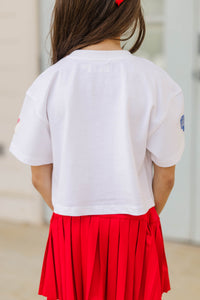 Girls: Fan Favorite Fun Blue Baseball Sequin Top