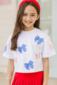 Girls: Fan Favorite Fun Blue Baseball Sequin Top