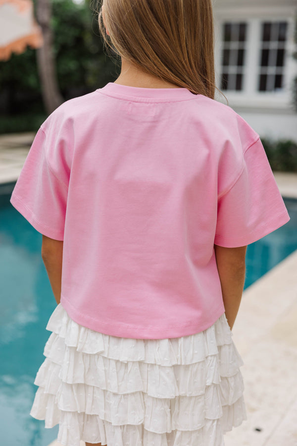 Girls: Color Pop Fun Multi-Shade Pink Bow Sequin Top