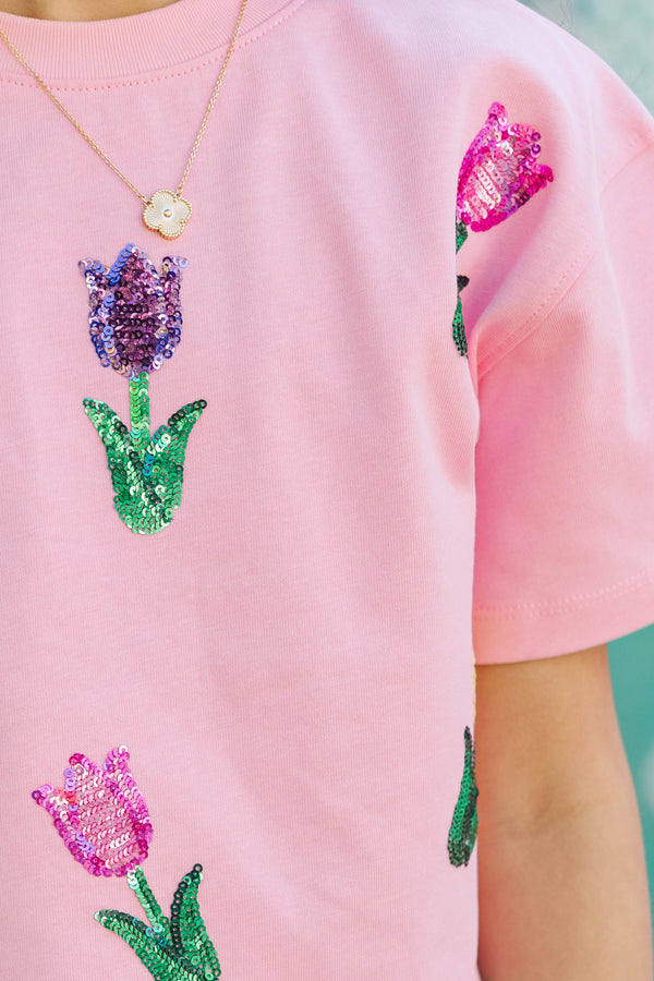 Girls: Sunshine Season Fun Multicolor Tulip Sequin Top