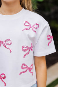 Girls: Color Pop Fun Pink Bow Sequin Top