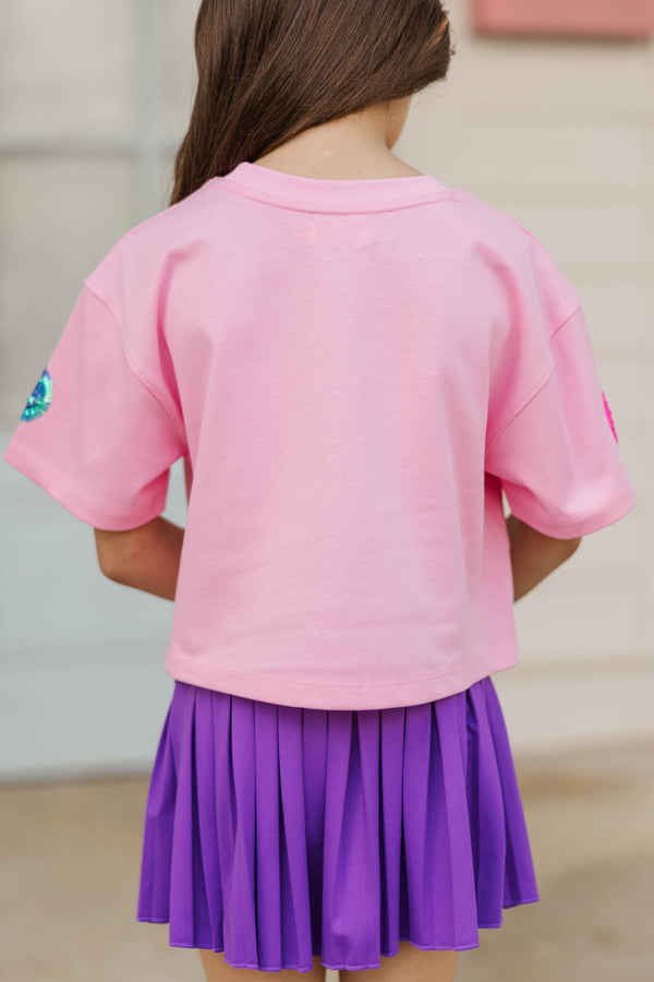 Girls: Color Pop Fun Multicolor Smiley Face Sequin Top