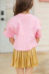 Girls: Color Pop Fun Gold Star Sequin Top