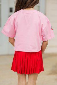 Girls: Sunshine Season Fun Red Strawberries Sequin Top