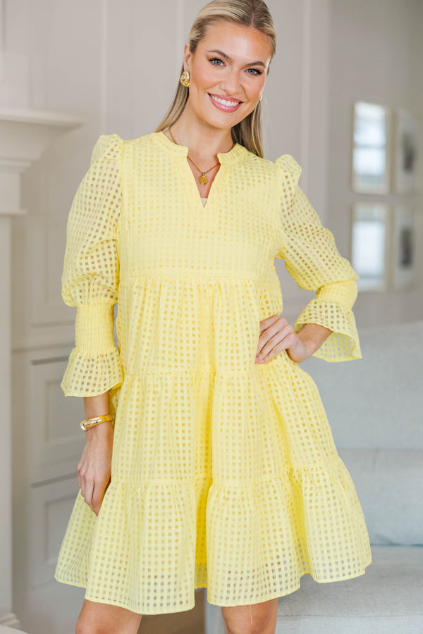 NURSING COLLECTION: In Your Happy Place Yellow Textured Dress