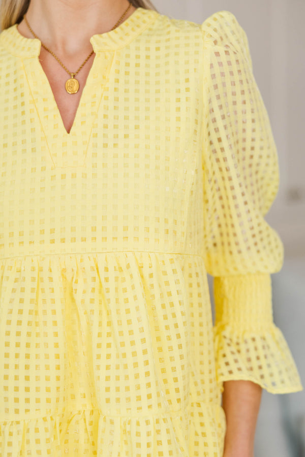 NURSING COLLECTION: In Your Happy Place Yellow Textured Dress