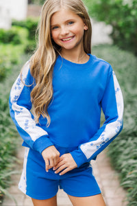 Girls: Playdate Petals Blue Sweatshirt