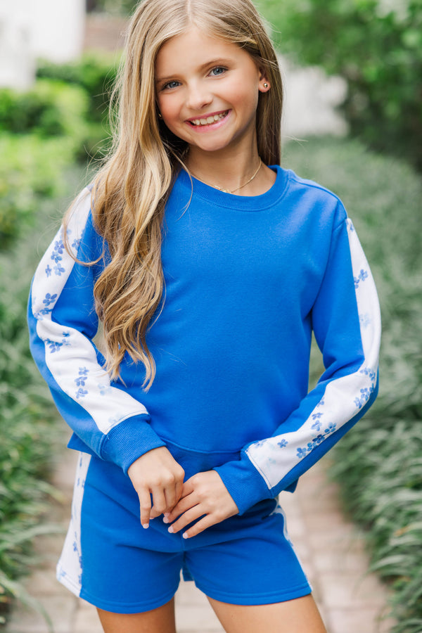 Girls: Playdate Petals Blue Sweatshirt