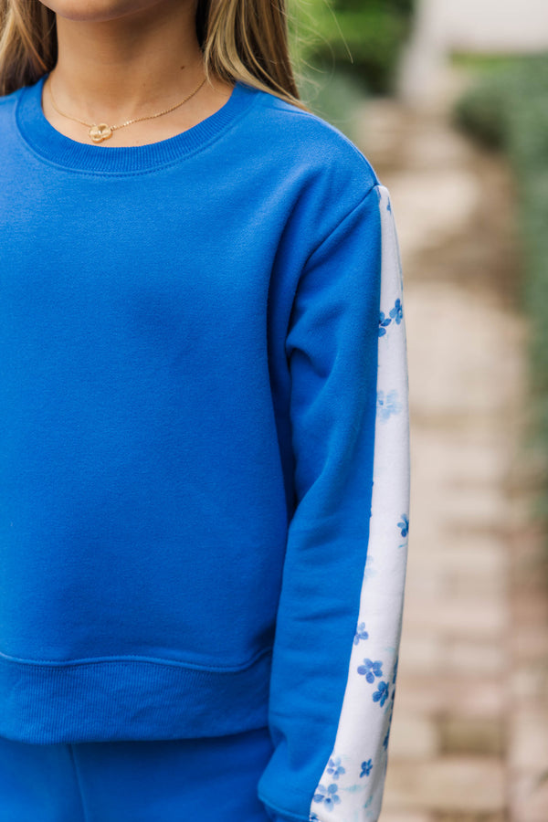 Girls: Playdate Petals Blue Sweatshirt