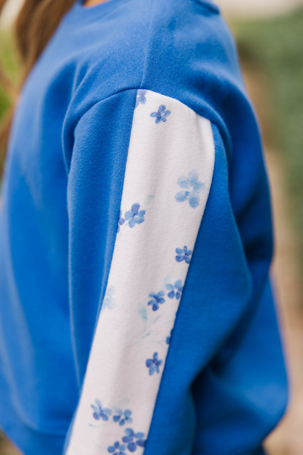Girls: Playdate Petals Blue Sweatshirt