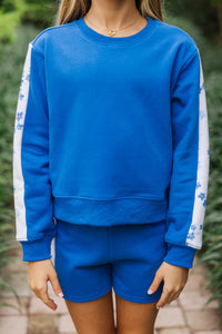 Girls: Playdate Petals Blue Sweatshirt