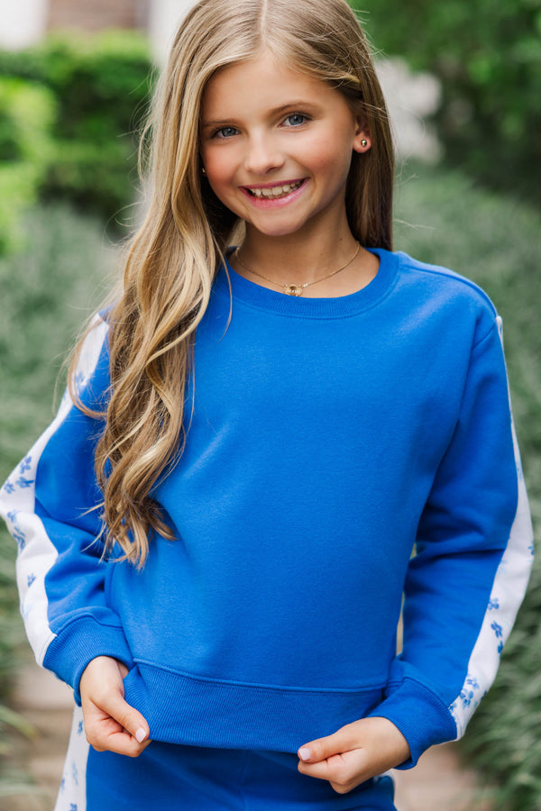 Girls: Playdate Petals Blue Sweatshirt