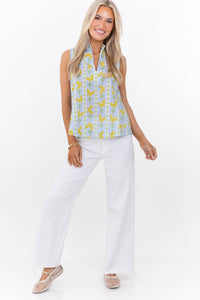 Makes You Happy Light Blue Butterfly Print Blouse