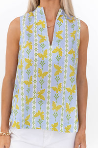 Makes You Happy Light Blue Butterfly Print Blouse