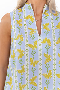 Makes You Happy Light Blue Butterfly Print Blouse
