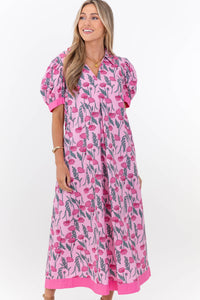 Out Of Town Pink Floral Midi Dress