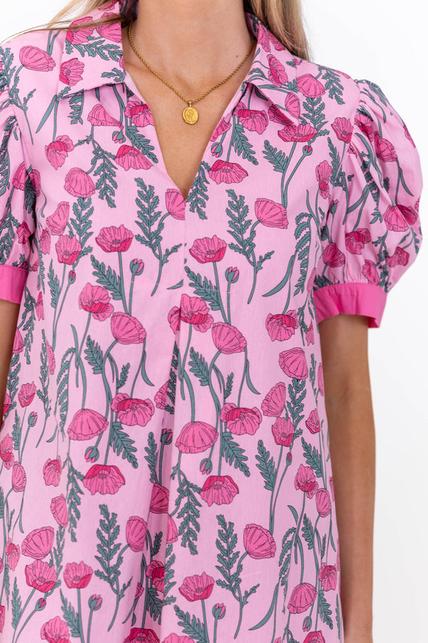 Out Of Town Pink Floral Midi Dress