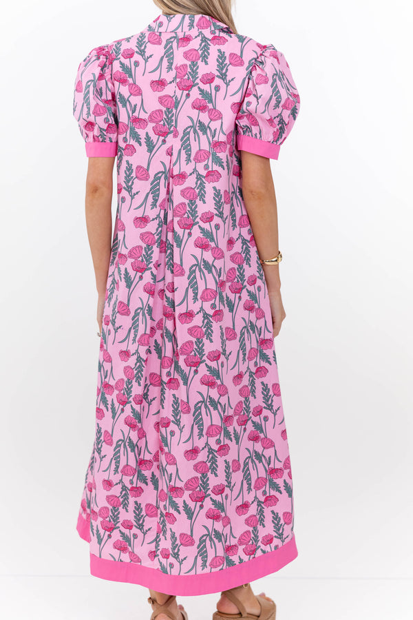 Out Of Town Pink Floral Midi Dress