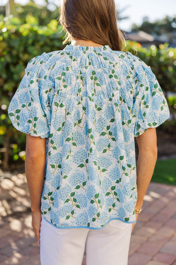 Pull It Together Light Blue Floral Blouse