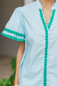 Free To Be You Light Blue Rickrack Blouse