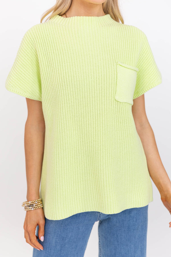 Think It Through Mint Short Sleeve Ribbed Sweater