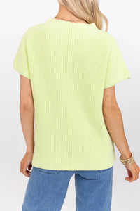Think It Through Mint Short Sleeve Ribbed Sweater