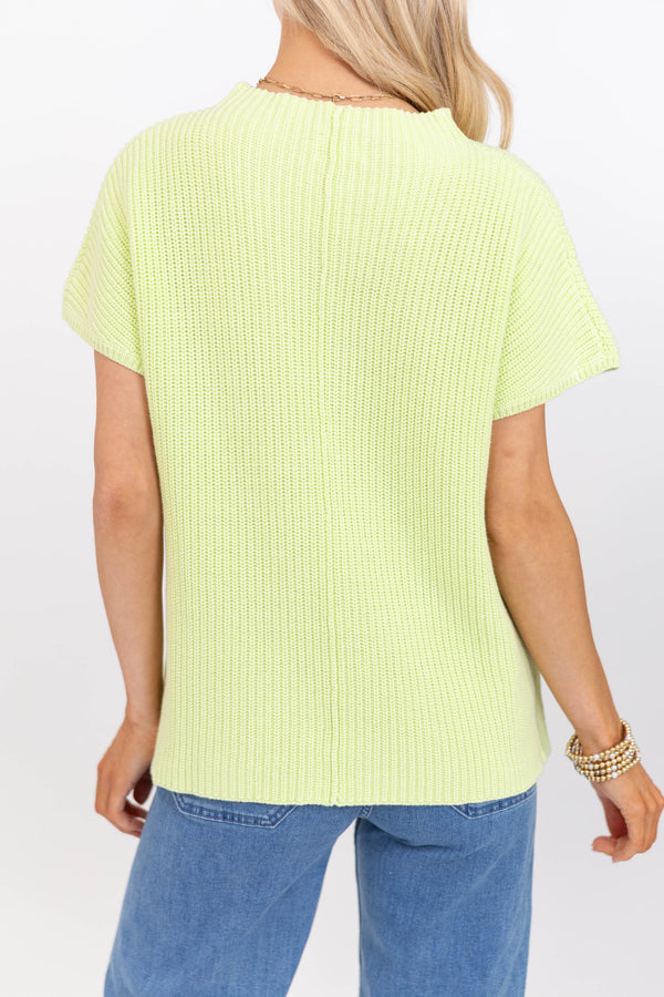 Think It Through Mint Short Sleeve Ribbed Sweater