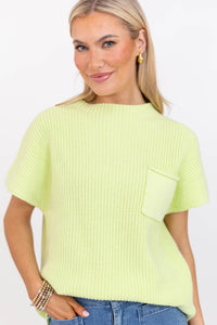 Think It Through Mint Short Sleeve Ribbed Sweater
