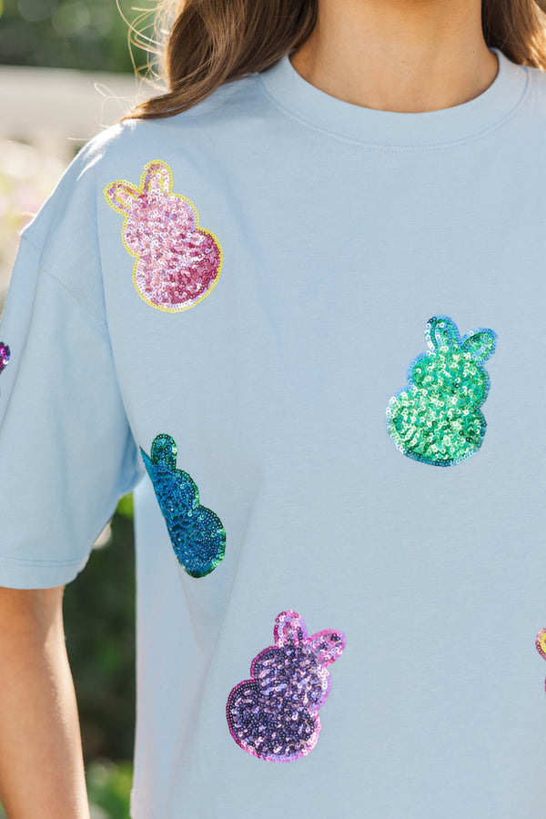 Sunshine Season Fun Multicolor Easter Eggs Sequin Top