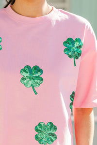 Sunshine Season Fun Green Clover Sequin Top