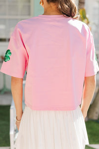 Sunshine Season Fun Green Clover Sequin Top