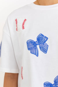 Fan Favorite Fun Blue Baseball Sequin Top