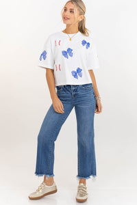 Fan Favorite Fun Blue Baseball Sequin Top