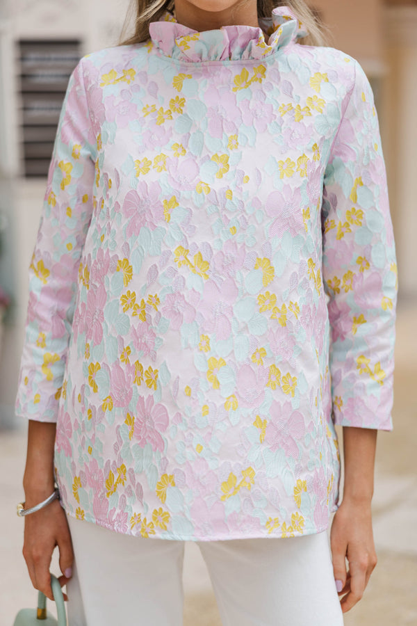 This Is It Light Pink Floral Blouse