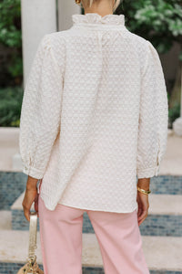 It's Up To You Cream Textured Blouse