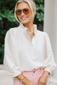 It's Up To You Cream Textured Blouse