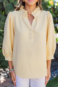 It's Up To You Yellow Textured Blouse
