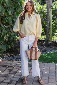 It's Up To You Yellow Textured Blouse