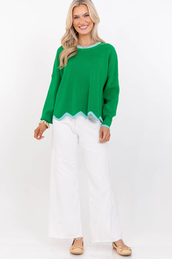 Working For You Green Sweater