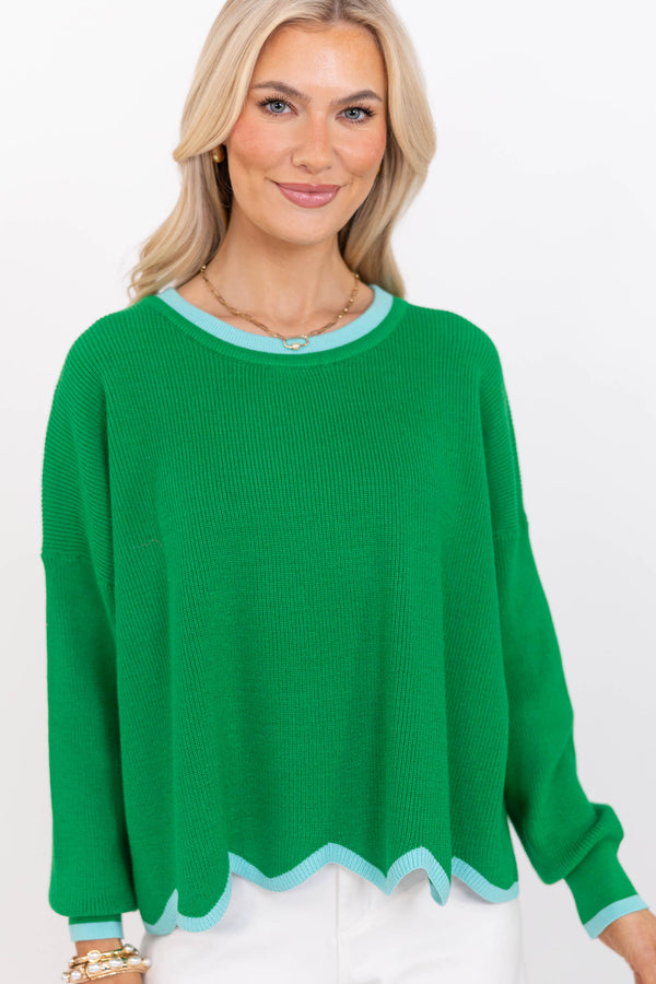 Working For You Green Sweater