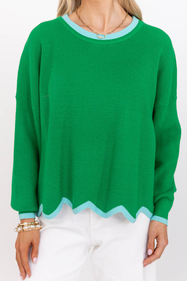 Working For You Green Sweater