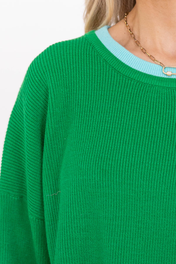 Working For You Green Sweater