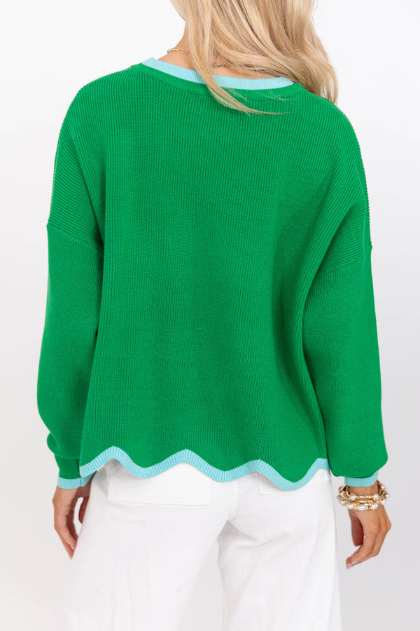 Working For You Green Sweater