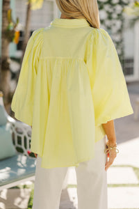 Let's Run Yellow Bubble Sleeve Blouse